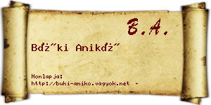 Büki Anikó névjegykártya